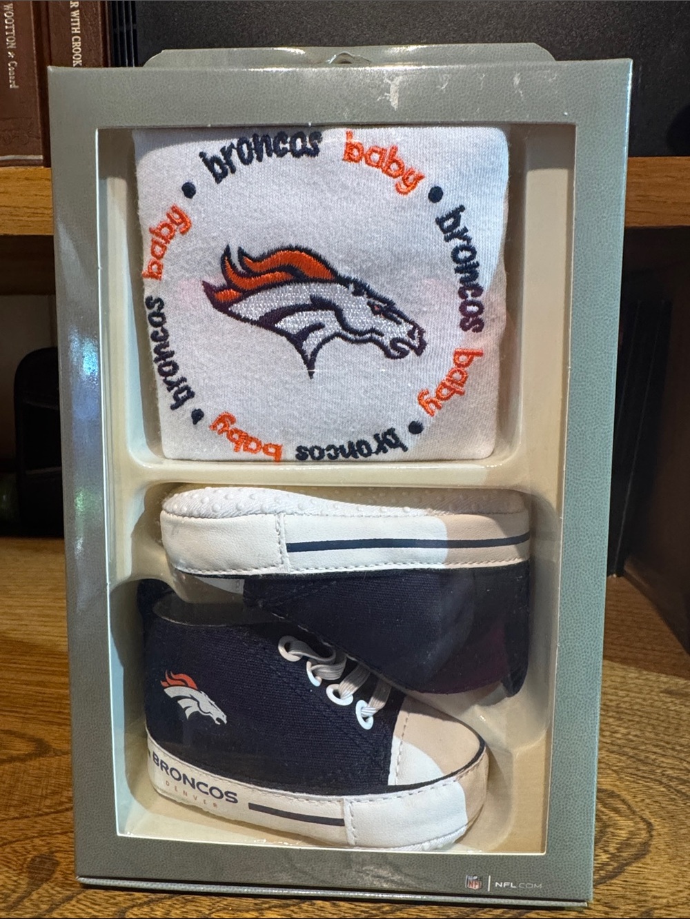 NFL Navy and White Baby Slip-On Walker Shoes & Team Bib